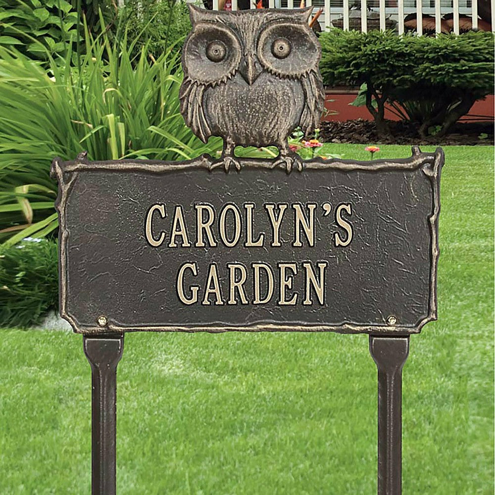 Plow & Hearth Personalized Cast Aluminum Owl Sign