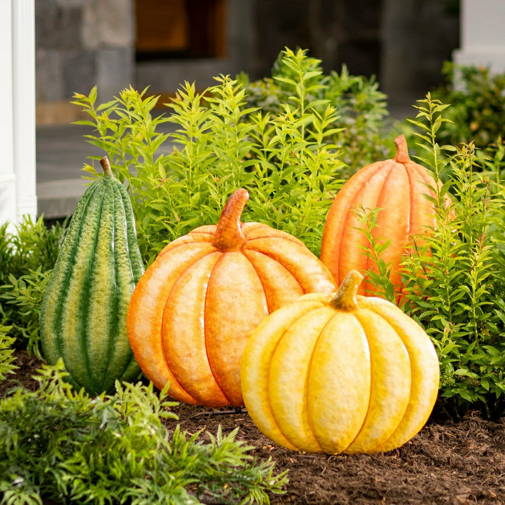 Plow & Hearth Metal Pumpkin Garden Stakes, Set of 4