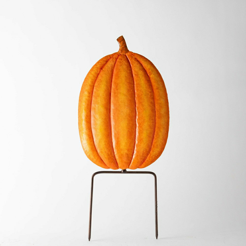 Plow & Hearth Metal Pumpkin Garden Stakes, Set of 4
