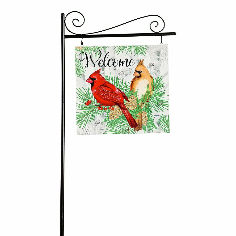 Plow & Hearth Winter Cardinal Couple Solar Greeter Stake, 55"H
