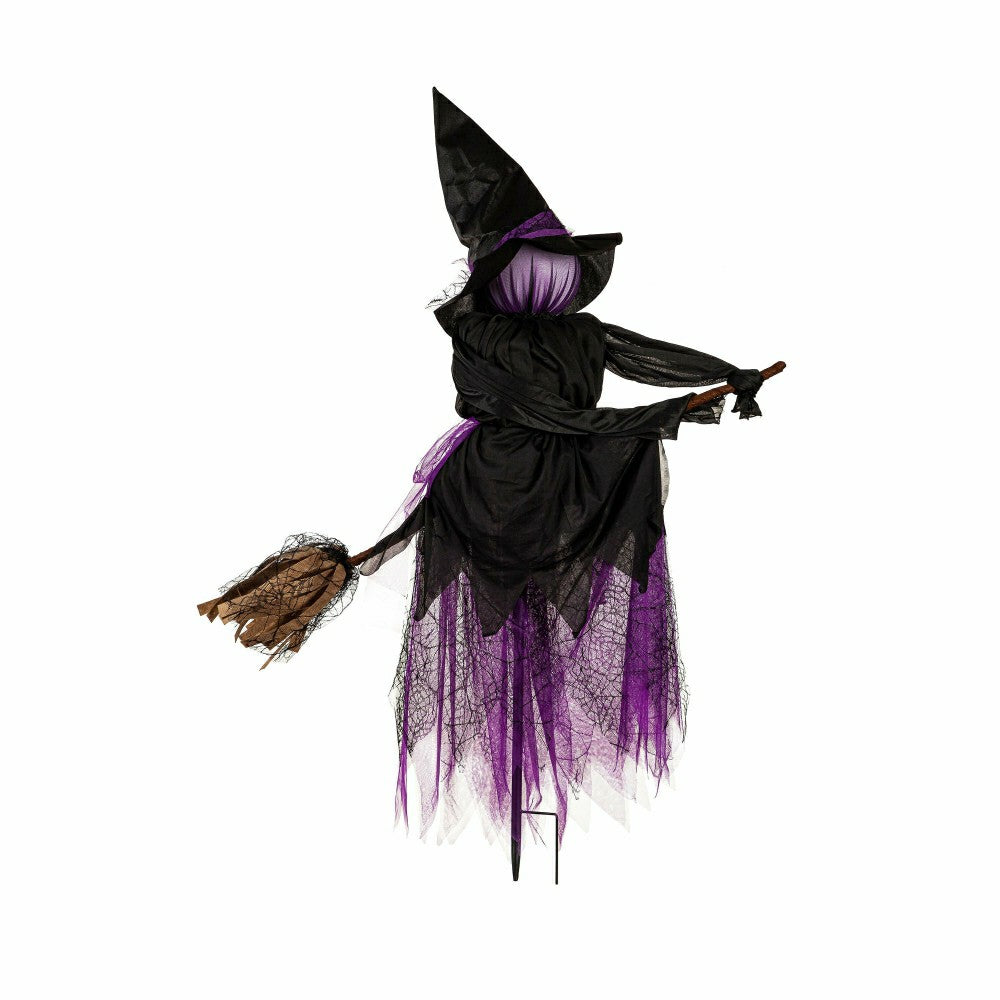 Plow & Hearth Lighted Witch Stakes with Brooms, Set of 3