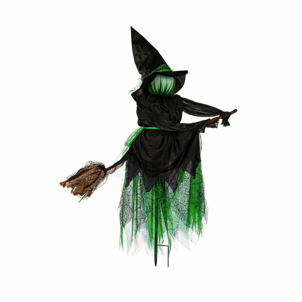 Plow & Hearth Lighted Witch Stakes with Brooms, Set of 3