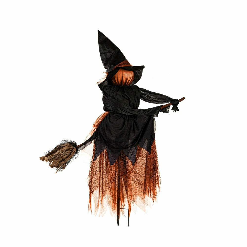 Plow & Hearth Lighted Witch Stakes with Brooms, Set of 3