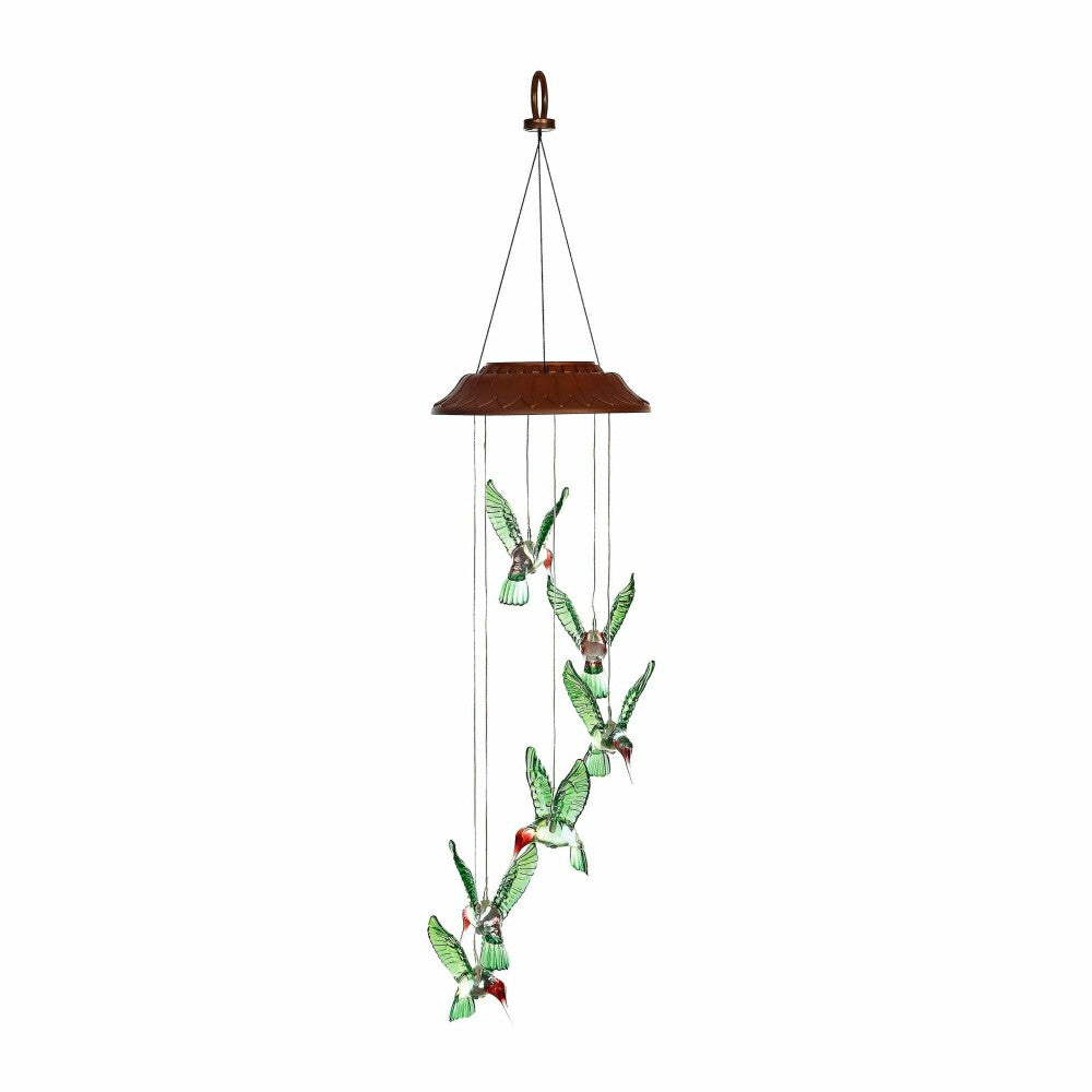 Plow & Hearth Cottage Garden Mobile, Solar Mobile, Painted Hummingbird