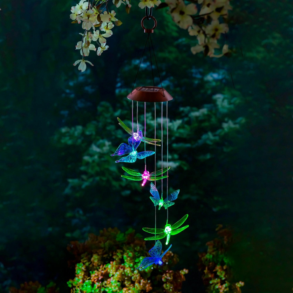 Plow & Hearth Dragonfly & Butterfly Color Changing Solar Mobile