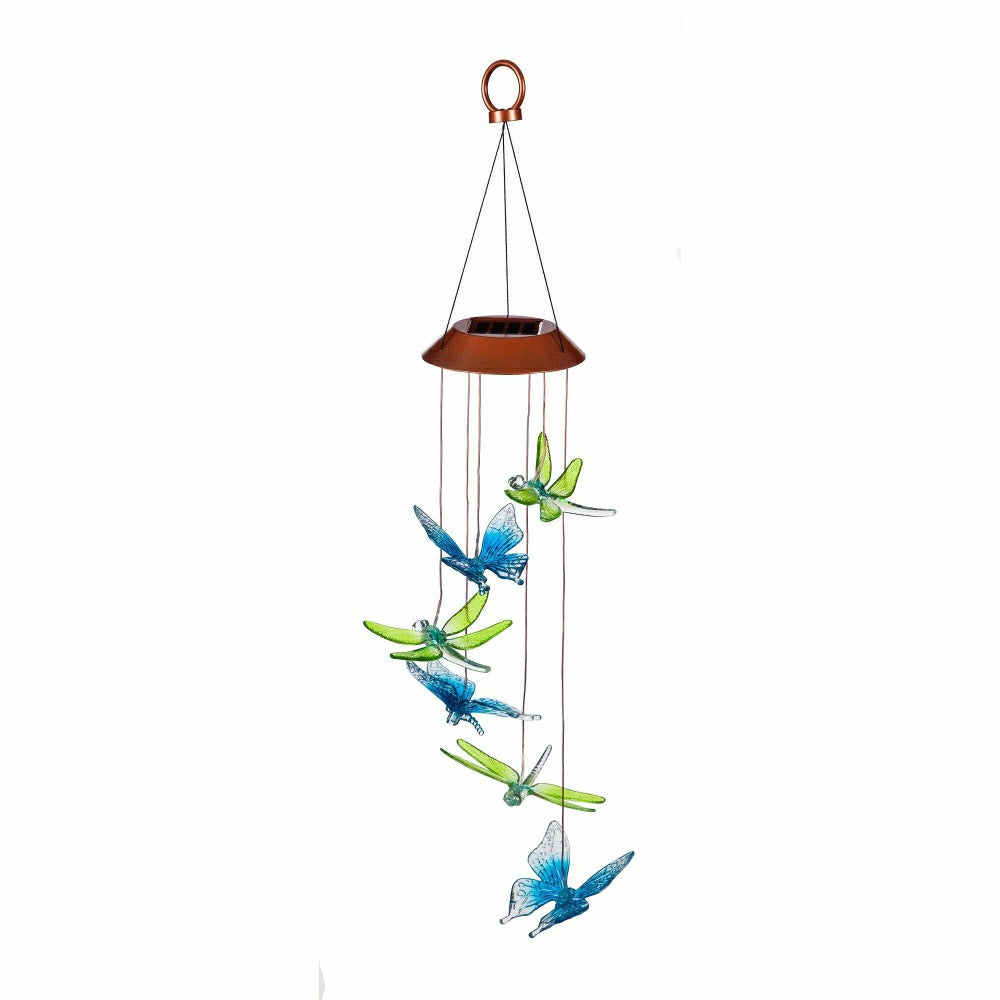 Plow & Hearth Dragonfly & Butterfly Color Changing Solar Mobile