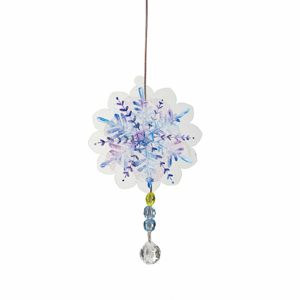 Plow & Hearth Snowflake White Light Solar Mobile, 26"H
