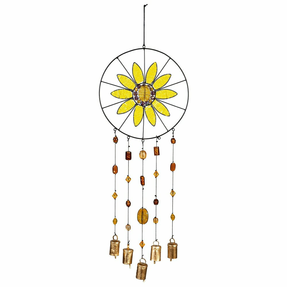 Plow & Hearth Sunflower Beaded Glass Wind Chime
