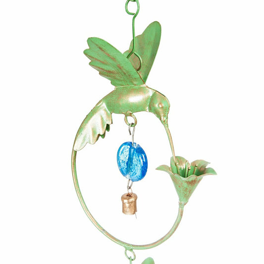 Plow & Hearth 70"H Hummingbird Circles with Bead Accents Rain Chain