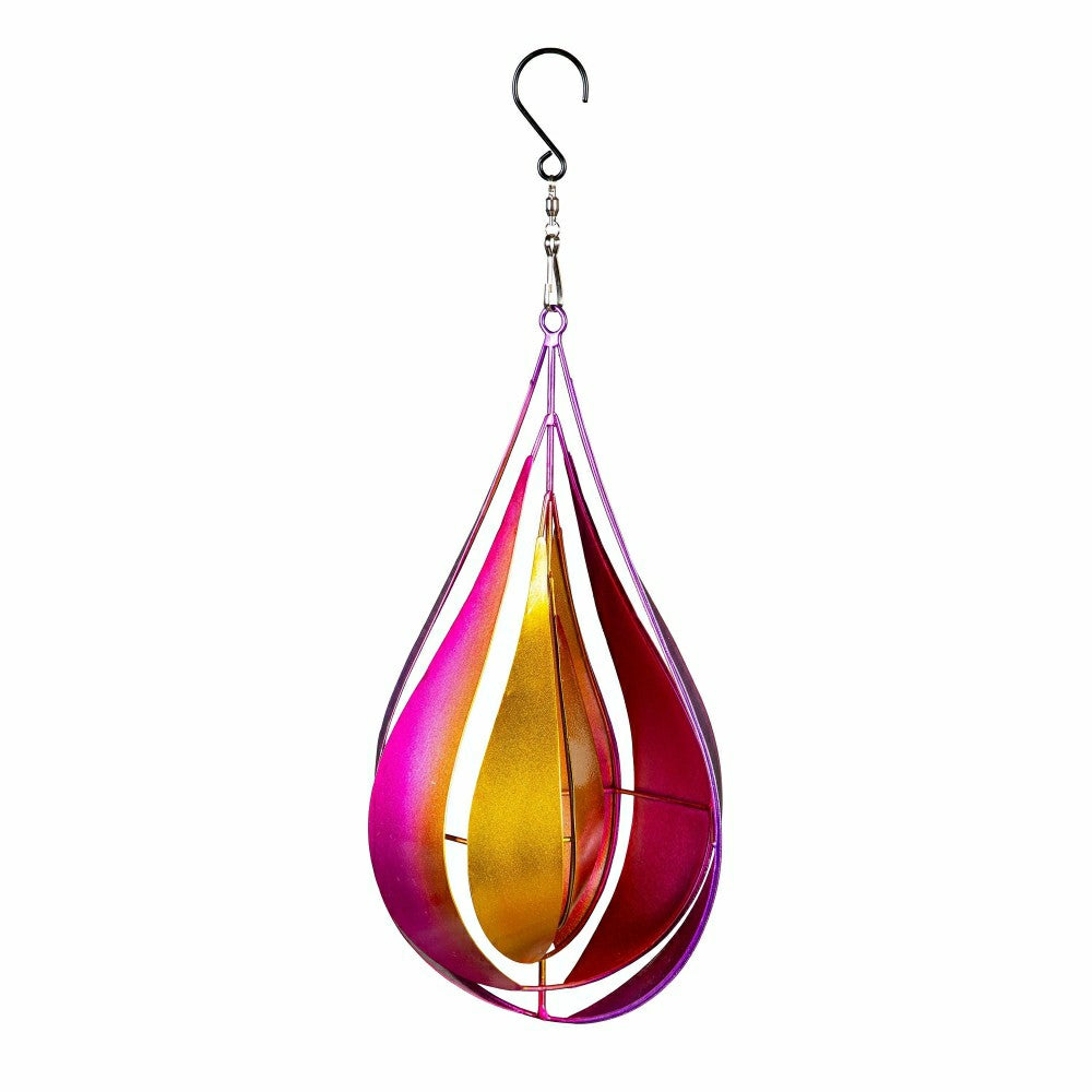 Plow & Hearth Pink & Yellow Teardrop Wind Spinner, 16"H