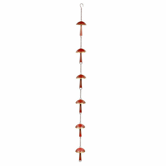 Plow & Hearth Red Mushroom Garden of Wonder Metal Rain Chain, 72"