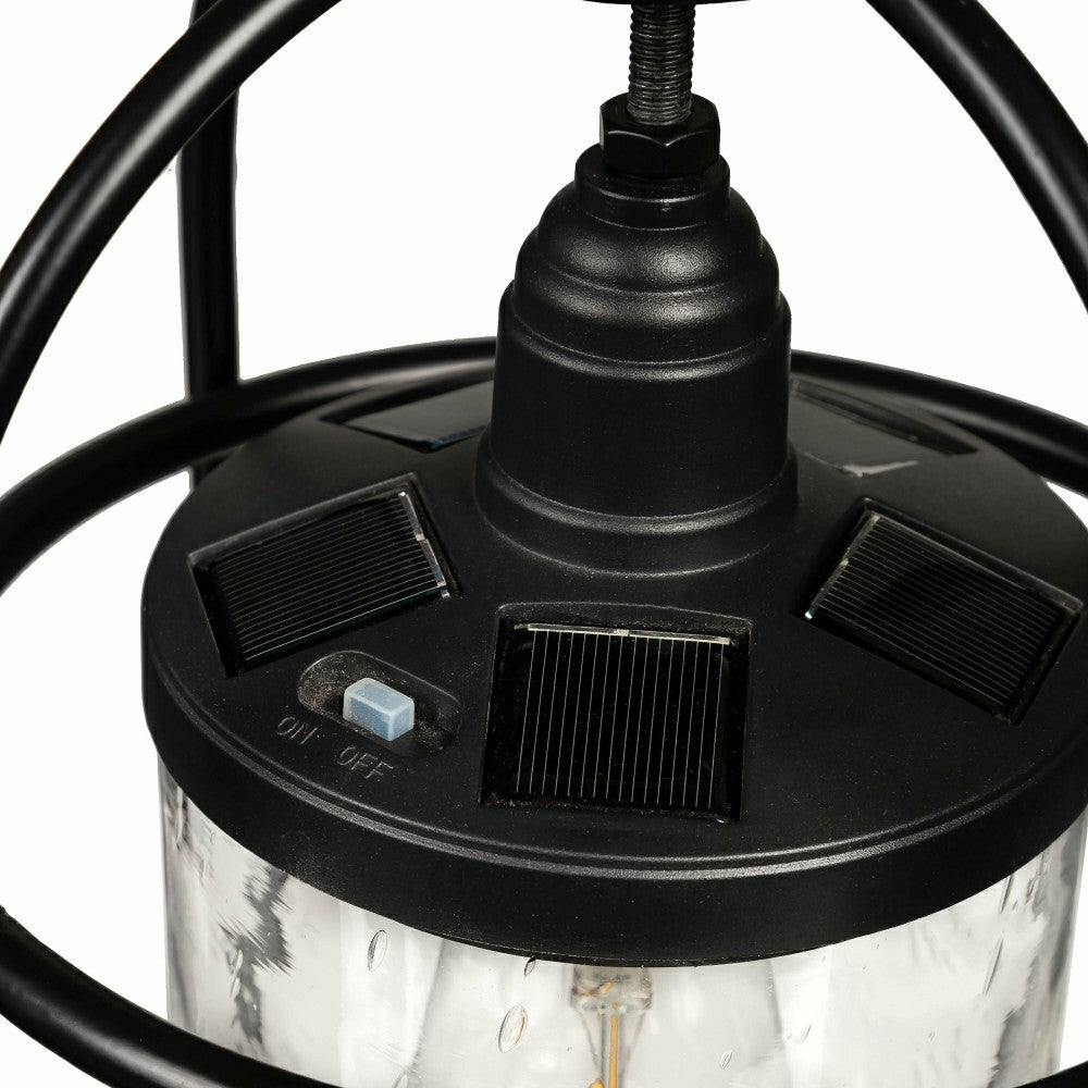 Plow & Hearth Solar Metal and Bubble Glass Edison Lantern