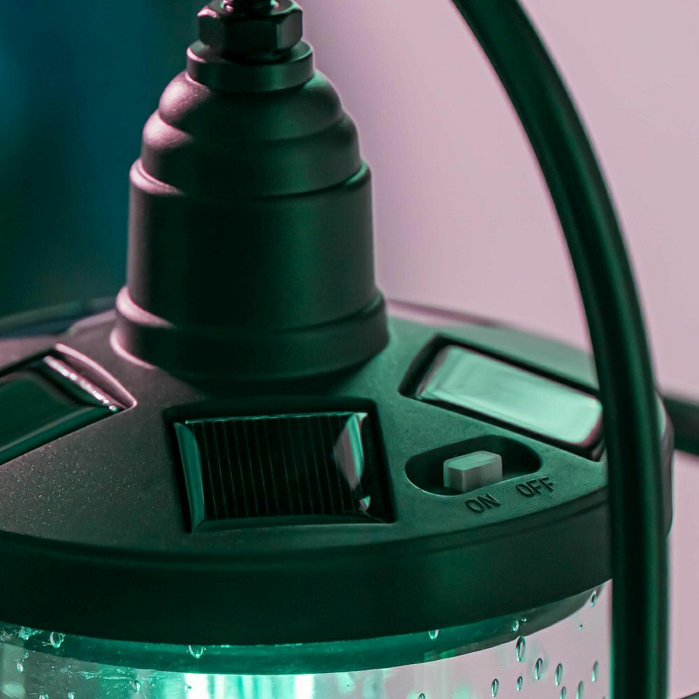Plow & Hearth Solar Metal and Bubble Glass Edison Lantern