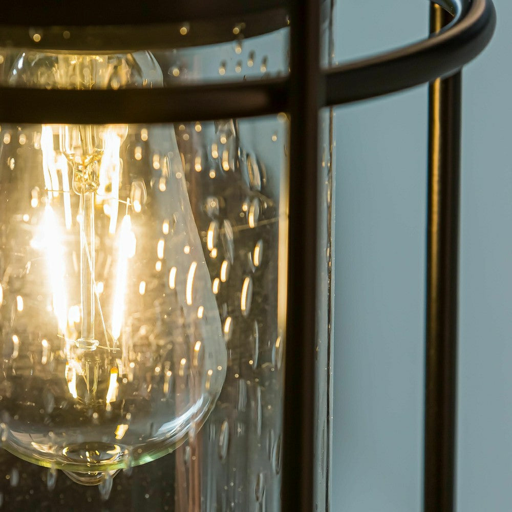 Plow & Hearth Solar Metal and Bubble Glass Edison Lantern