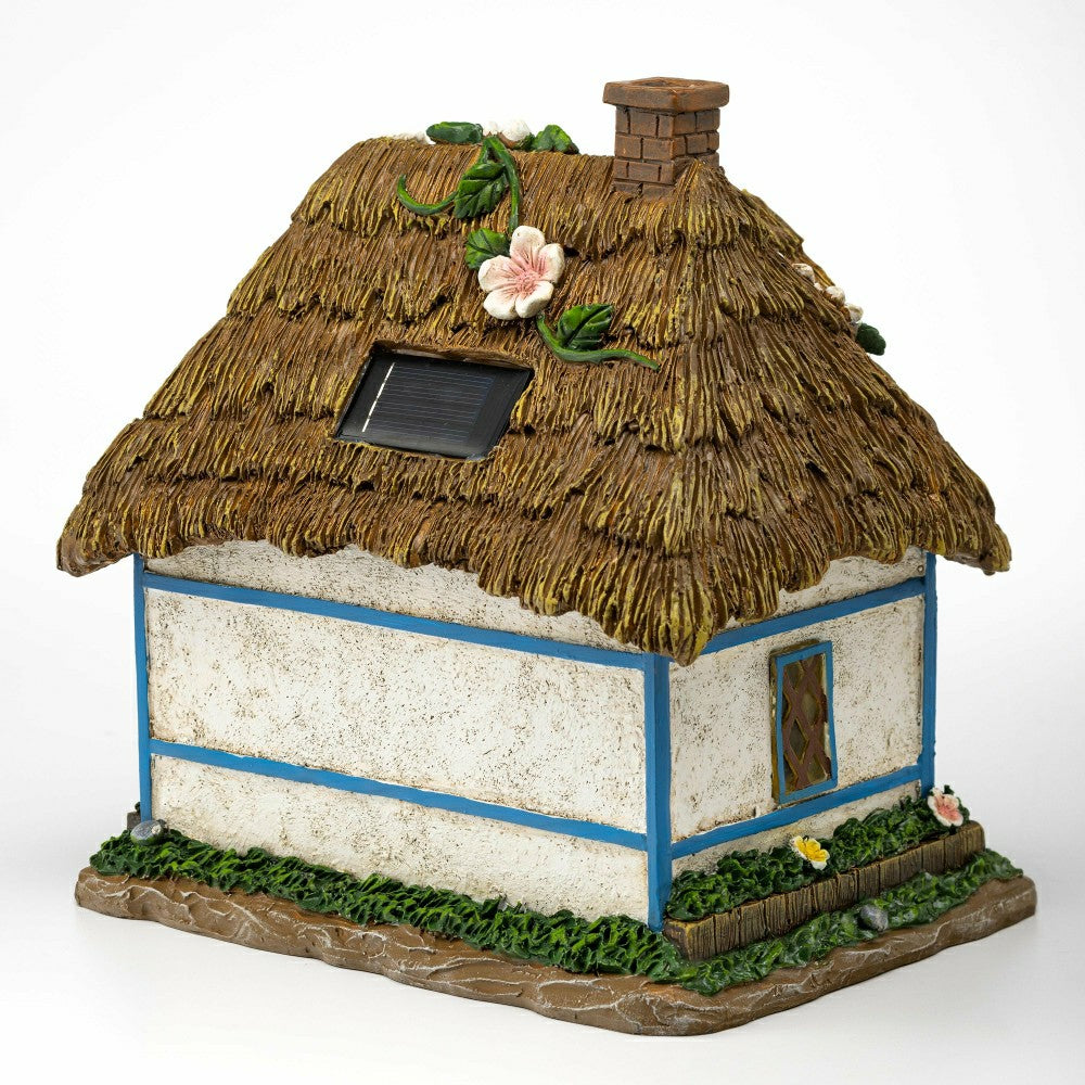 Plow & Hearth Miniature Floral Fairy Garden Solar Cottage