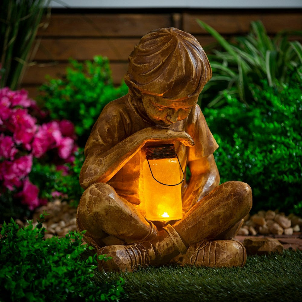 Plow & Hearth Boy with Firefly Statue