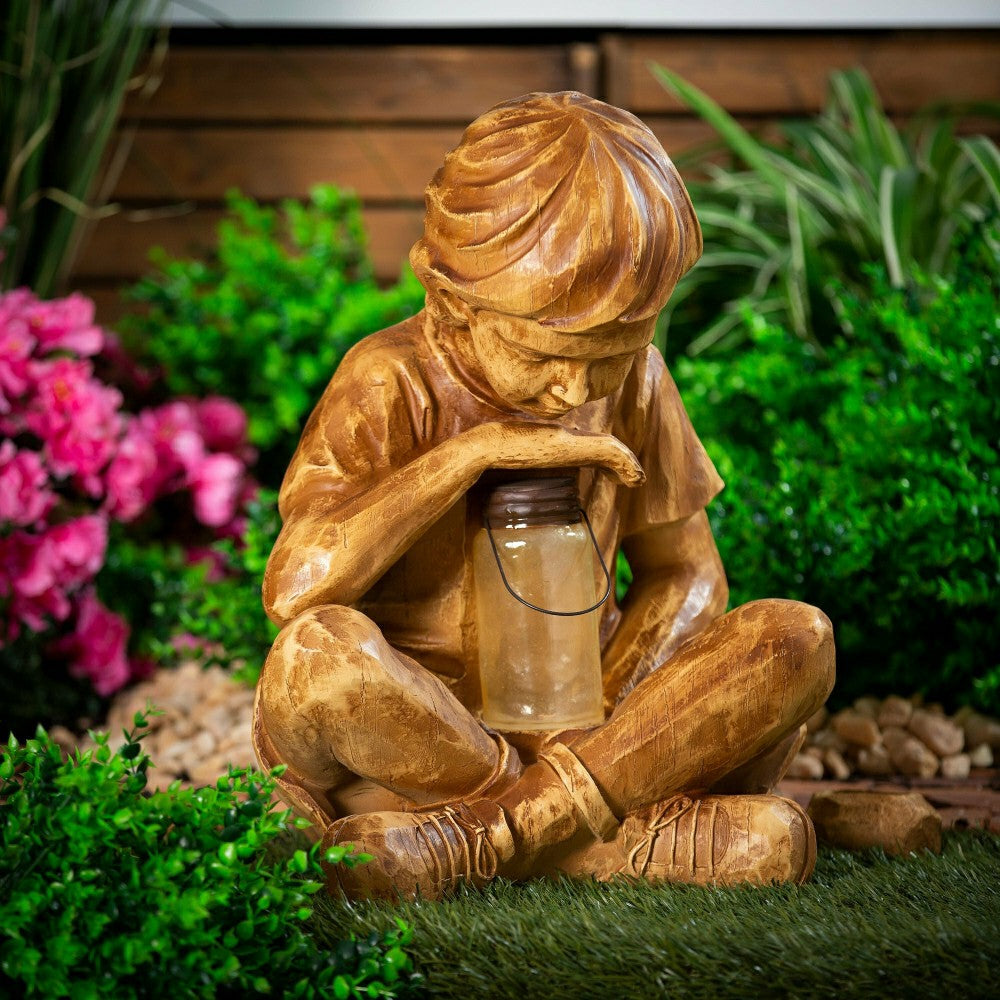 Plow & Hearth Boy with Firefly Statue