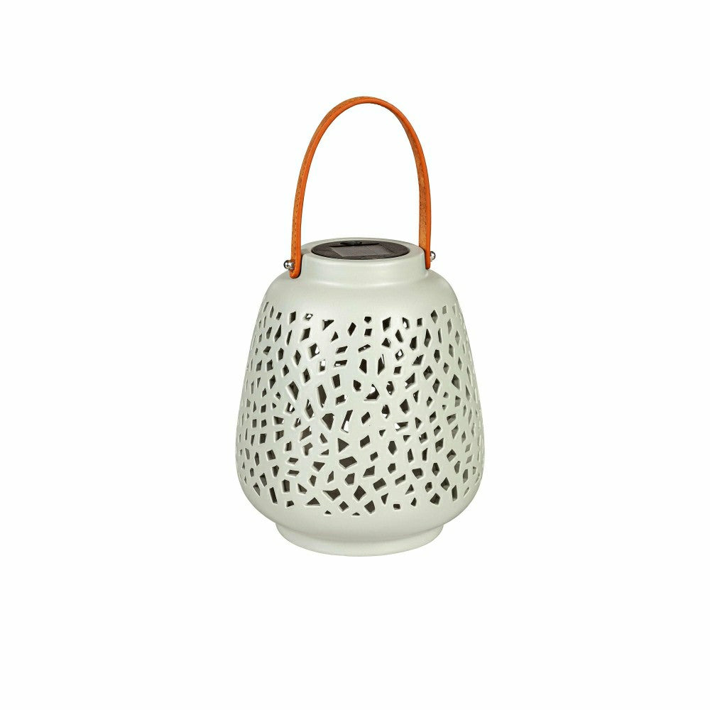 Plow & Hearth VivaStyle Outdoor Lamp & Lighting, Ceramic Speckled Cut Out Solar Lant