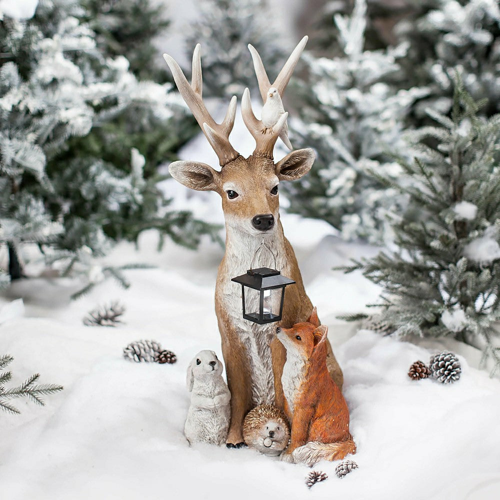 Plow & Hearth Deer and Friends Solar Statue