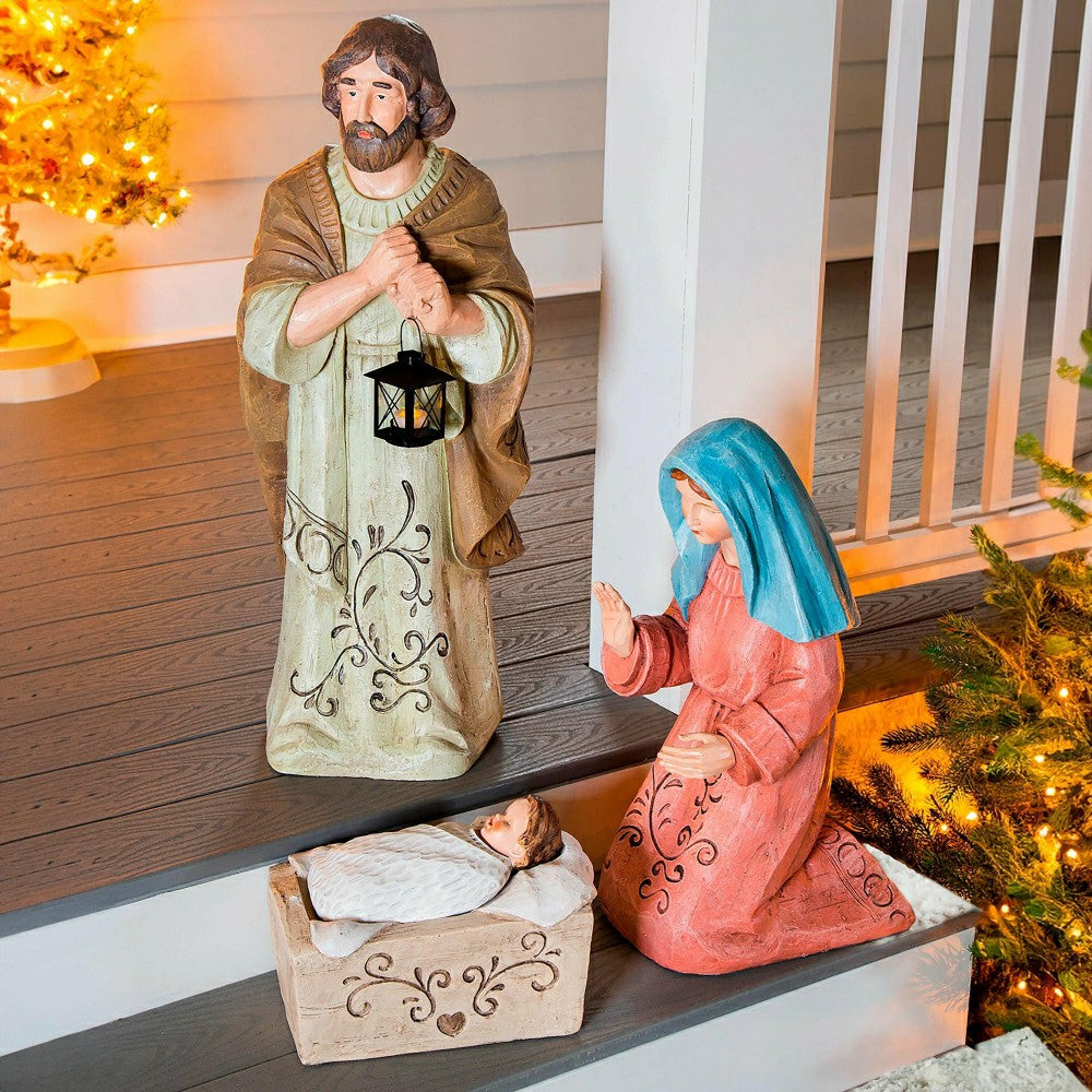 Plow & Hearth Solar Nativity Garden Statues, Set of 3