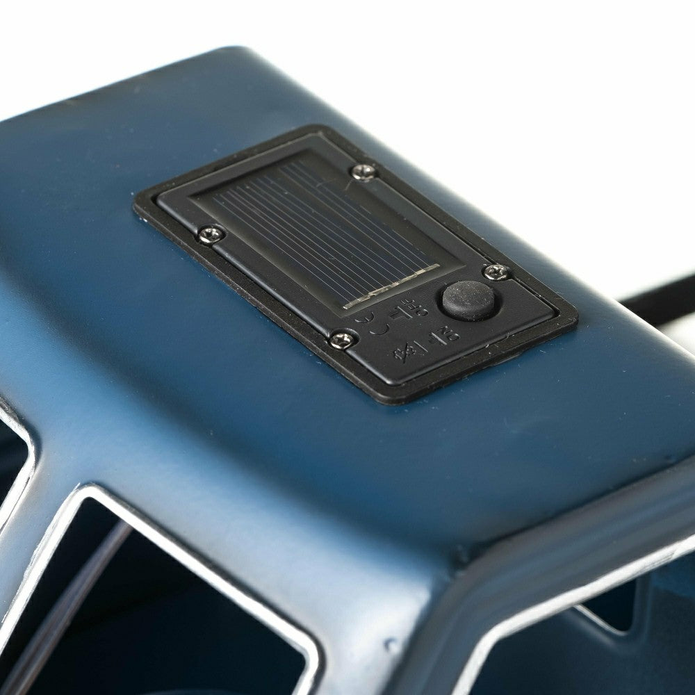 Plow & Hearth Blue Vintage Style Pickup Truck Garden Accent With Solar Headlights