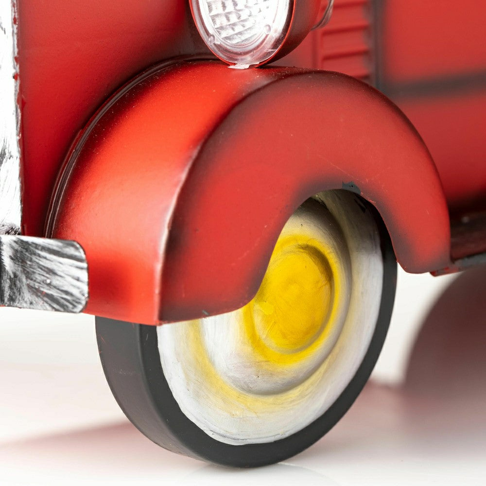 Plow & Hearth Red Vintage Style Pickup Truck Garden Accent With Solar Headlights