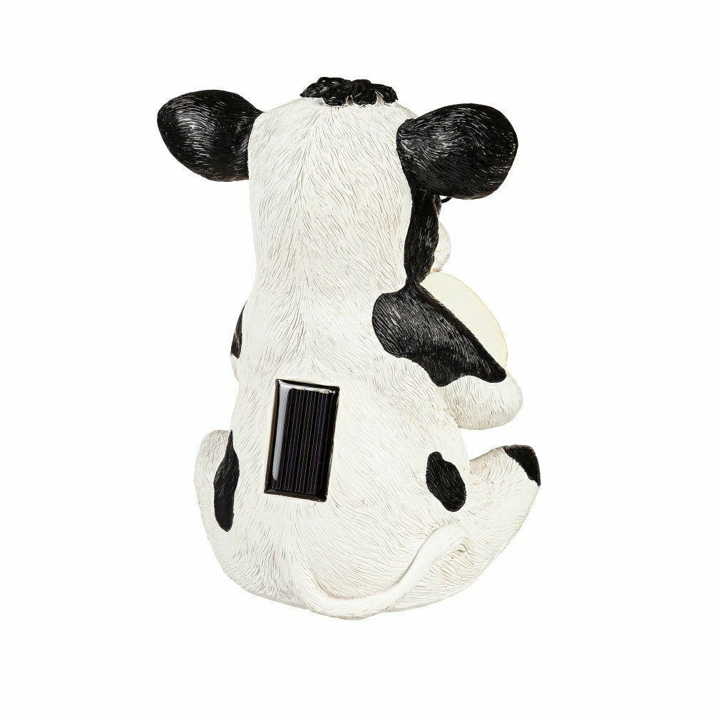 Plow & Hearth Cow with Glasses Solar Garden Statue, 8"H