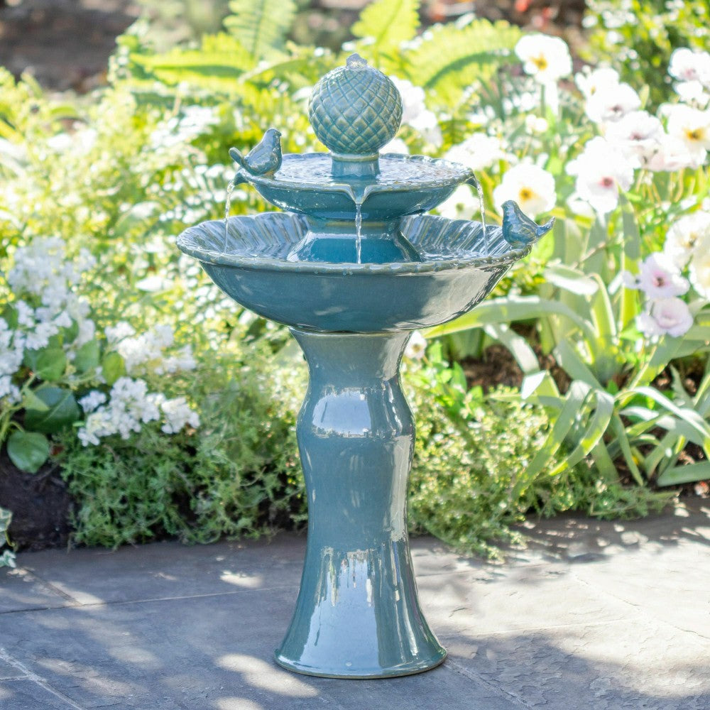 Plow & Hearth Ceramic Tiered Bird Fountain