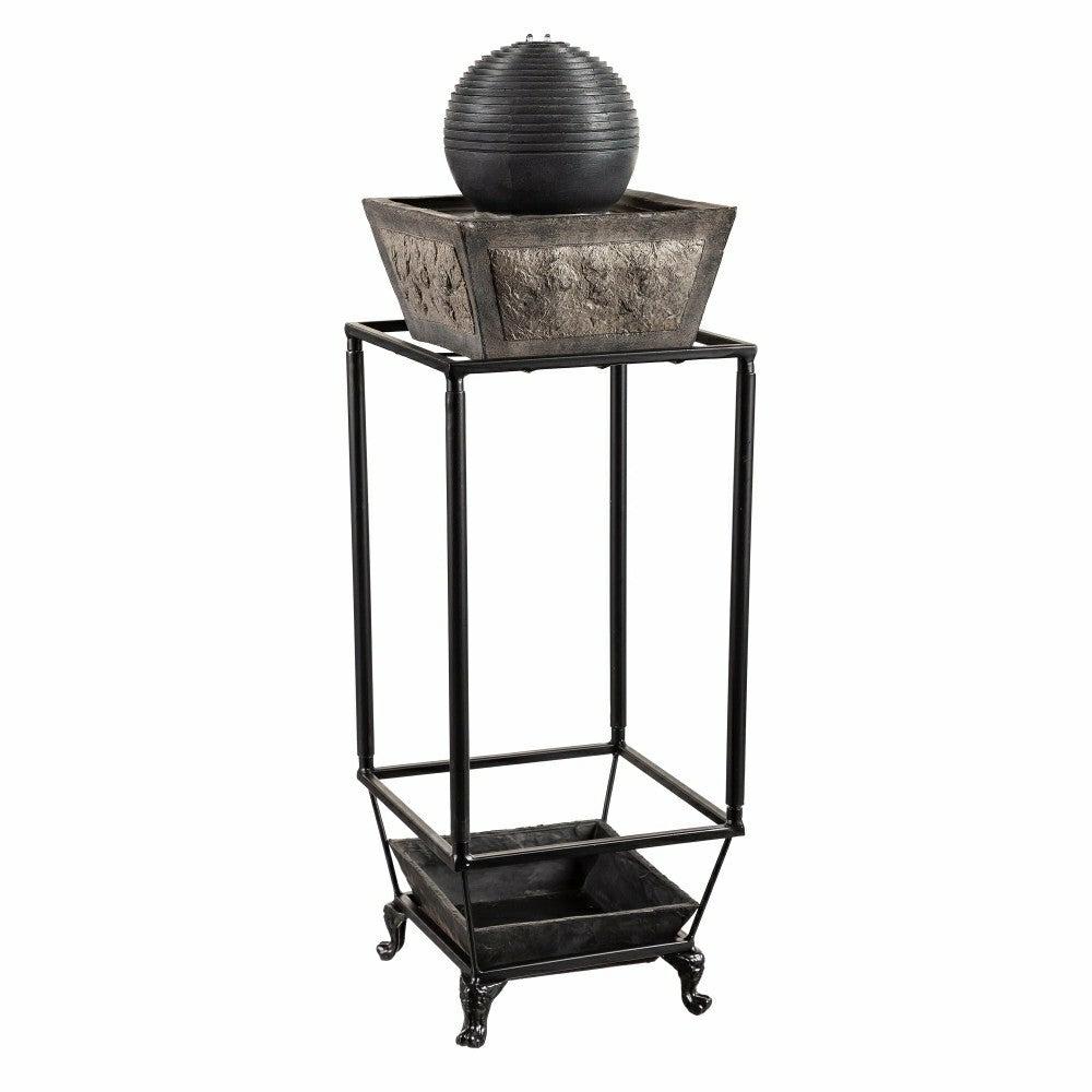Plow & Hearth Ridged Globe Fountain with Planter Shelf