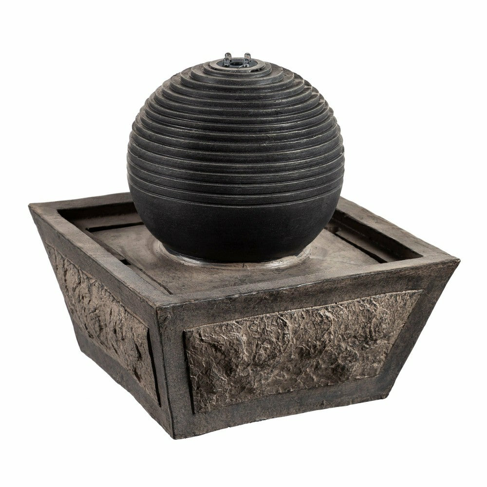 Plow & Hearth Ridged Globe Fountain with Planter Shelf