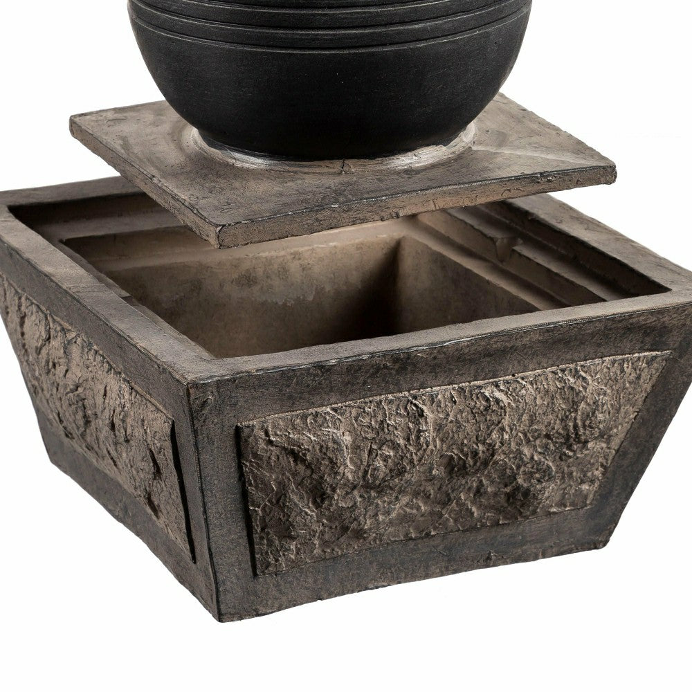 Plow & Hearth Ridged Globe Fountain with Planter Shelf