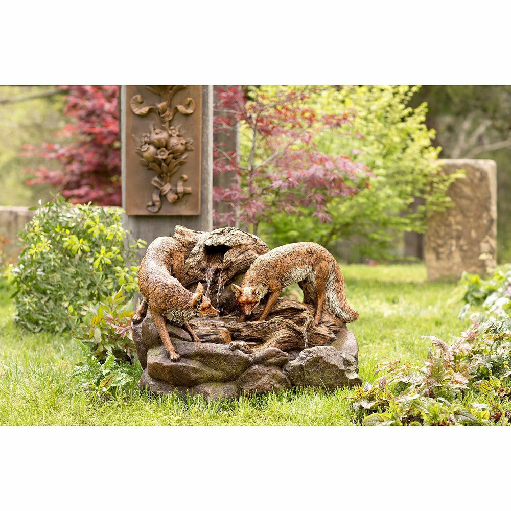 Plow & Hearth Lighted Foxes Fountain