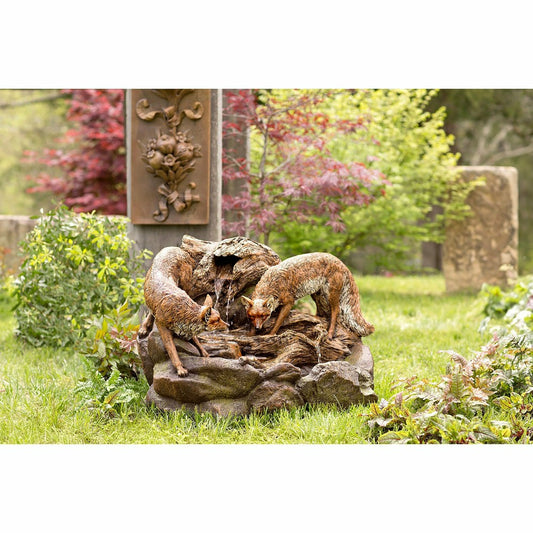 Plow & Hearth Lighted Foxes Fountain