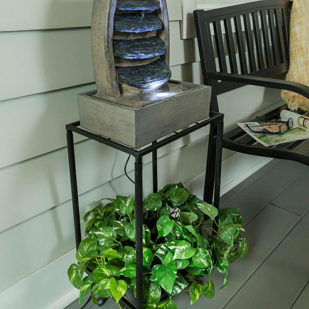 Plow & Hearth Waterfall Fountain with Planter Shelf