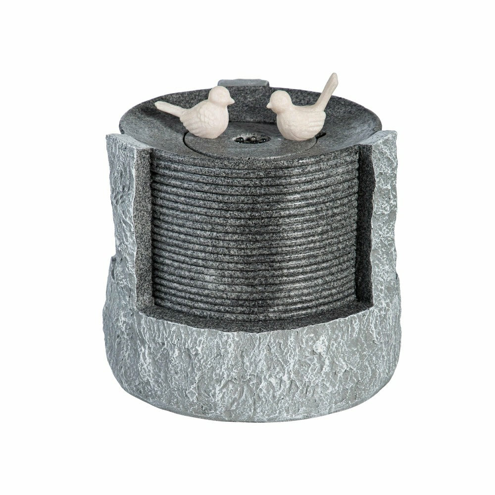 Plow & Hearth Stone Cylinder with Birds Fountain