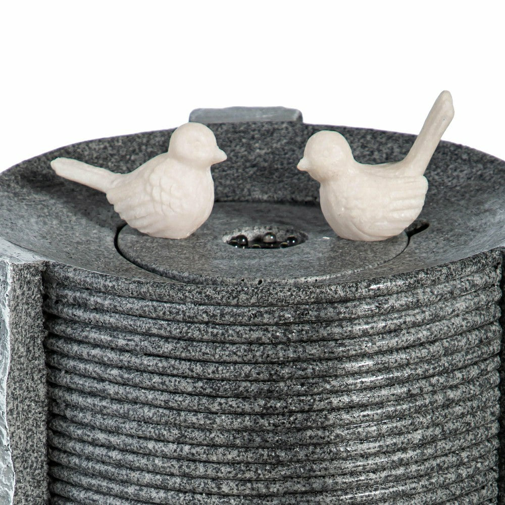 Plow & Hearth Stone Cylinder with Birds Fountain