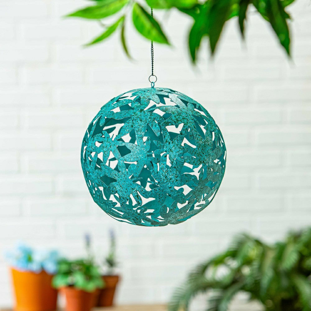 Plow & Hearth Metal Leaves Decorative Garden Ball, 10"