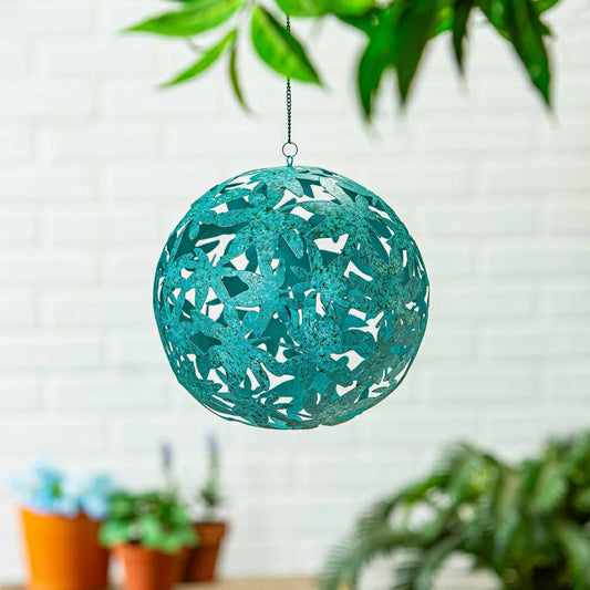 Plow & Hearth Metal Leaves Decorative Garden Ball, 10"