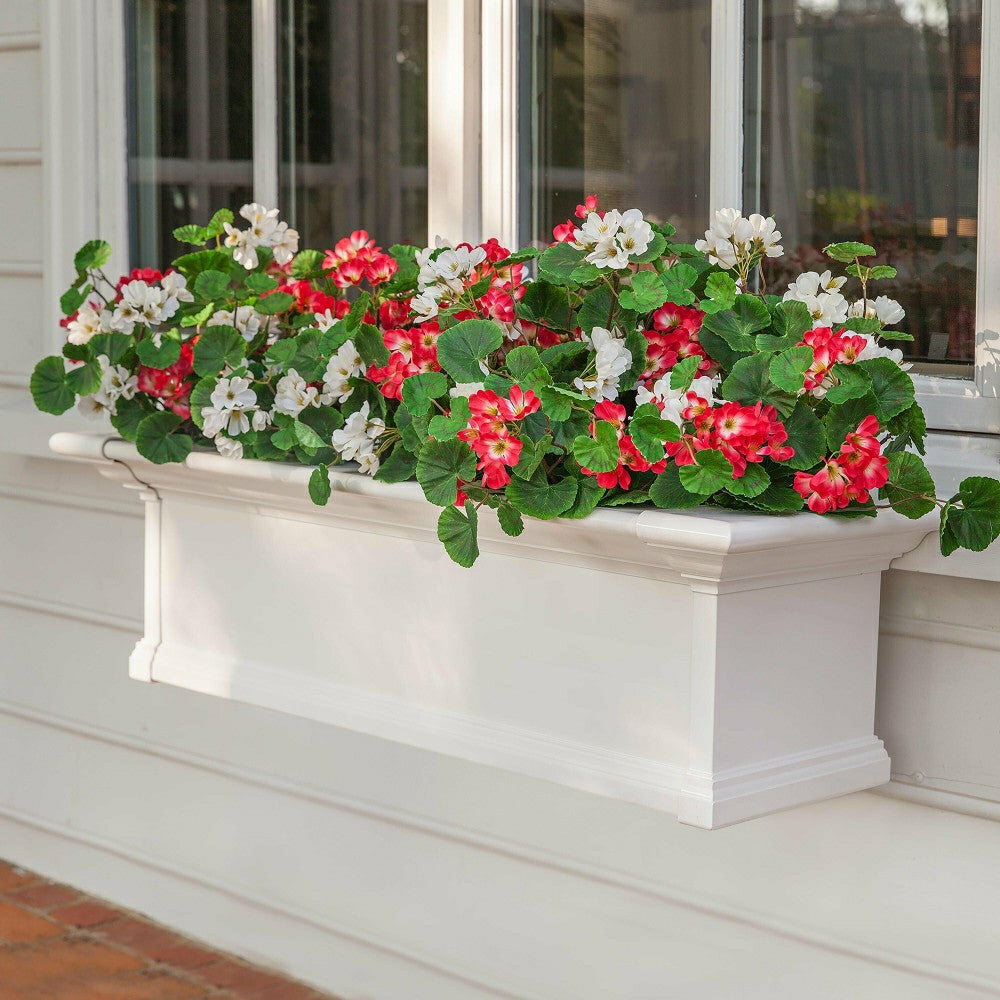 Plow & Hearth Everlasting Faux Red & White Geranium Window Box Filler