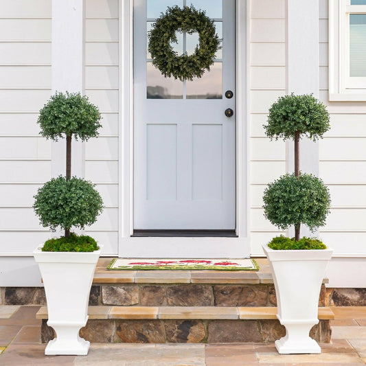 Plow & Hearth Faux Boxwood Double Topiary Sphere, 20" dia.