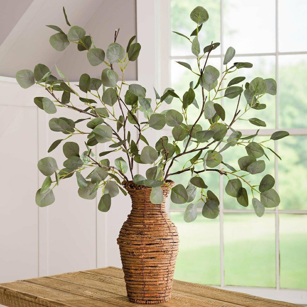 Plow & Hearth Indoor/Outdoor Battery-Operated Lighted Eucalyptus Branches, Set of 2