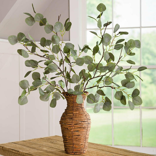 Plow & Hearth Indoor/Outdoor Battery-Operated Lighted Eucalyptus Branches, Set of 2
