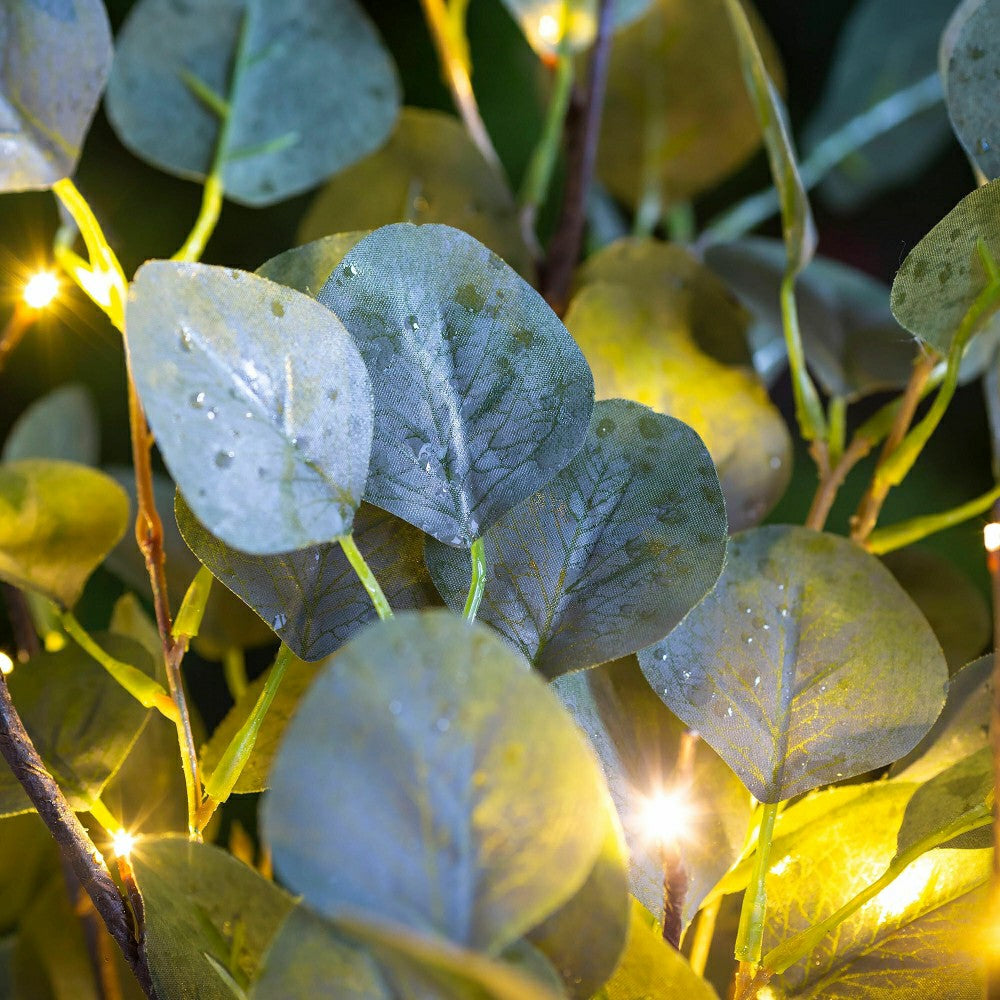Plow & Hearth Indoor/Outdoor Battery-Operated Lighted Eucalyptus Branches, Set of 2