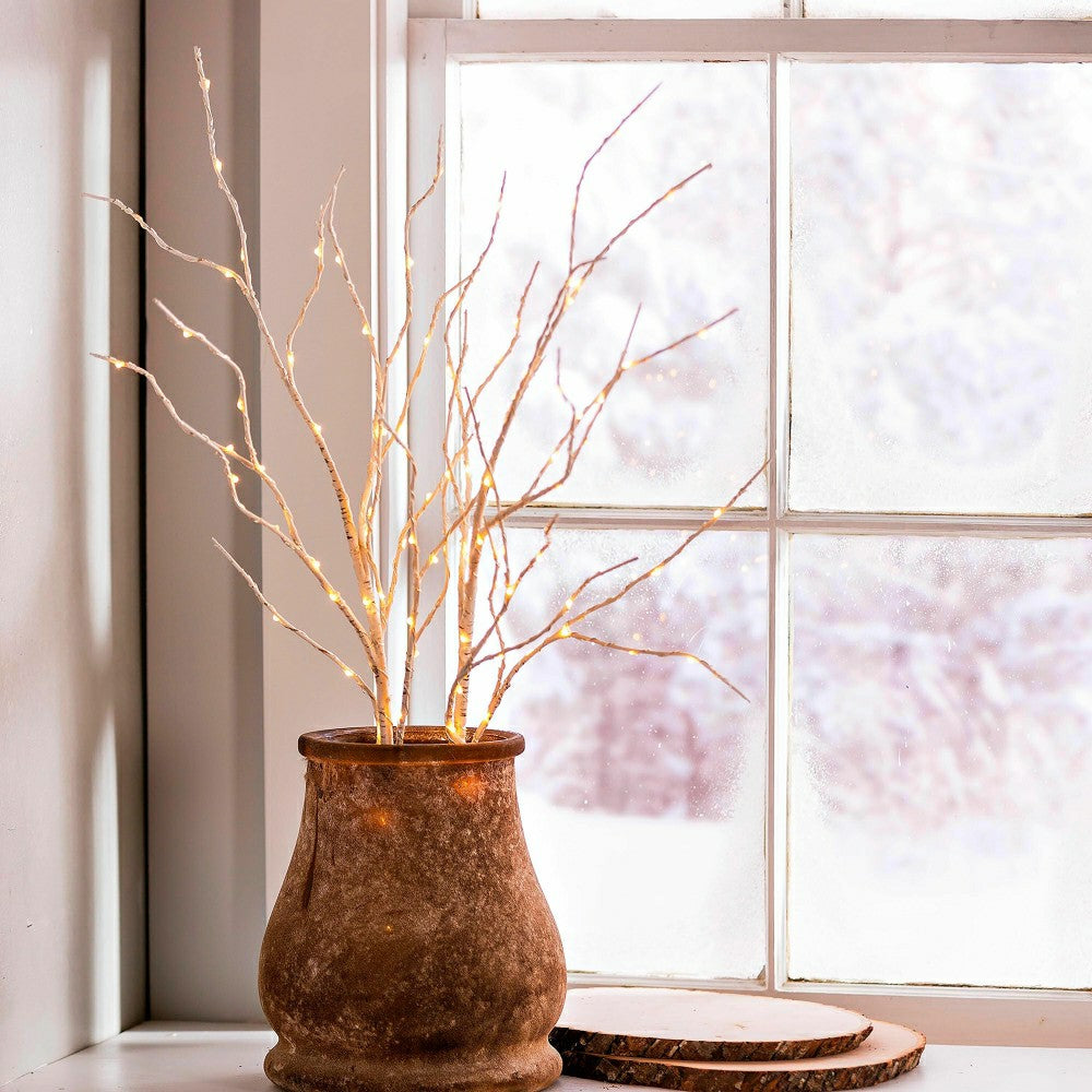 Plow & Hearth Indoor/Outdoor Lighted Birch Branches, Set of 2