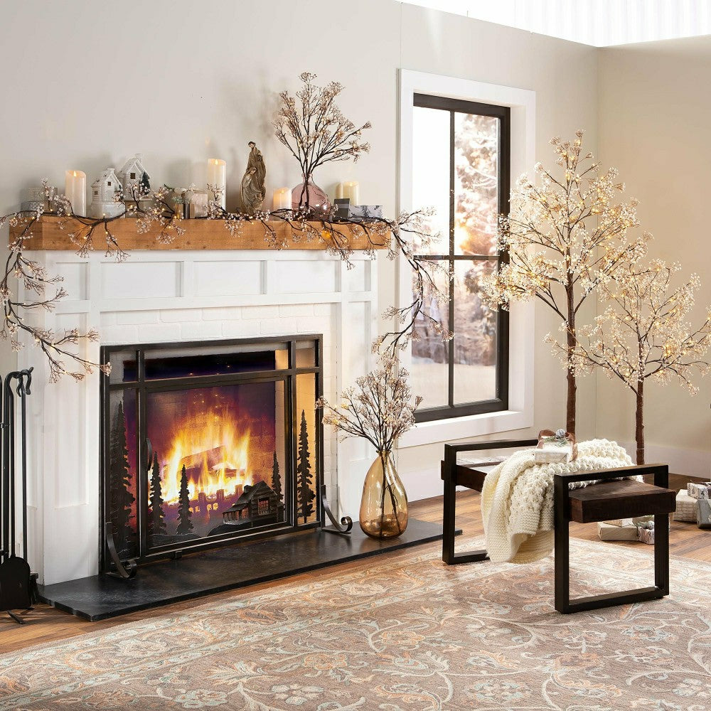 Plow & Hearth Indoor/Outdoor Lighted Baby's Breath Branches, Set of 2