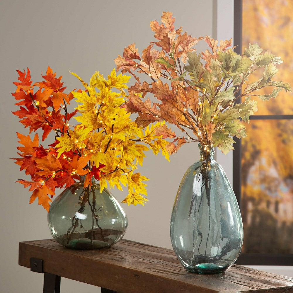 Plow & Hearth Indoor/Outdoor Lighted Moss Oak Branches, Set of 2