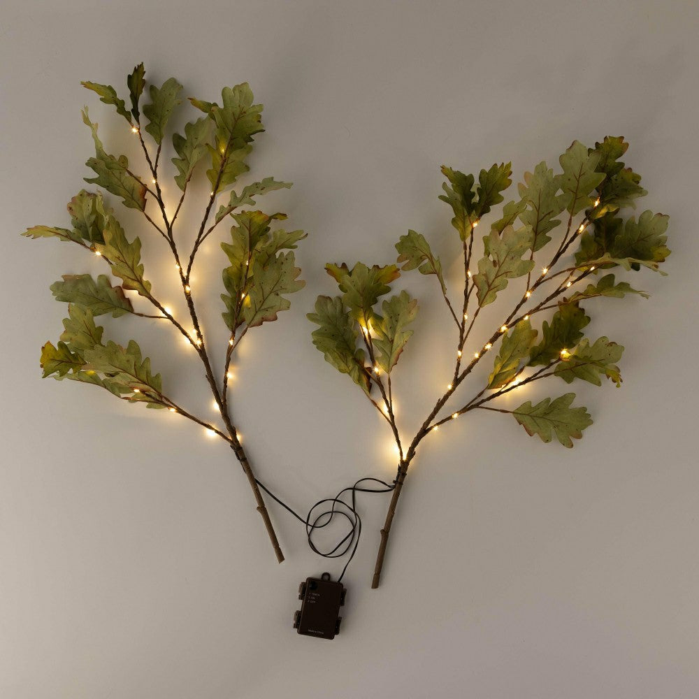 Plow & Hearth Indoor/Outdoor Lighted Moss Oak Branches, Set of 2