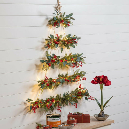 Plow & Hearth Lighted Hanging Wall Christmas Tree