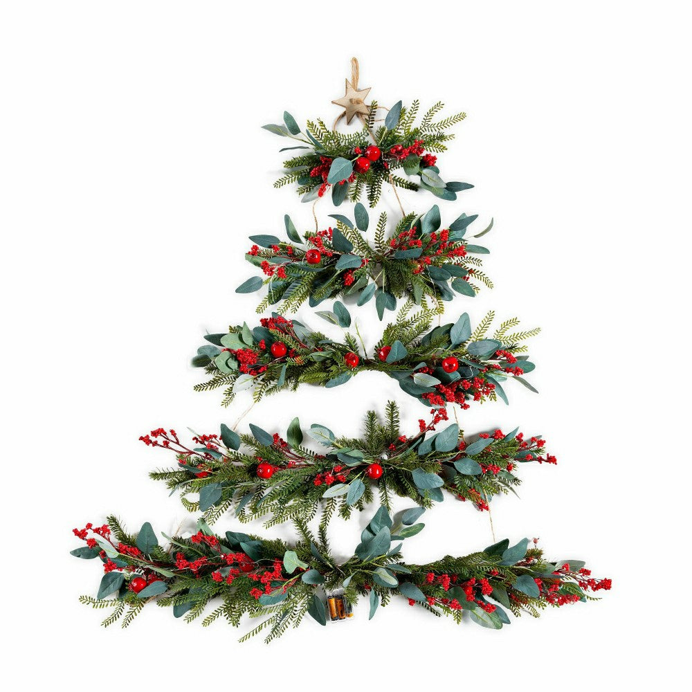 Plow & Hearth Lighted Hanging Wall Christmas Tree