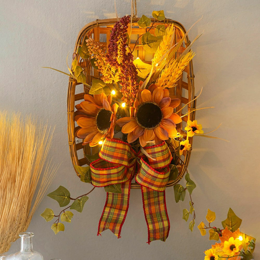 Plow & Hearth Light-Up Harvest Tobacco Basket Wall Hanging